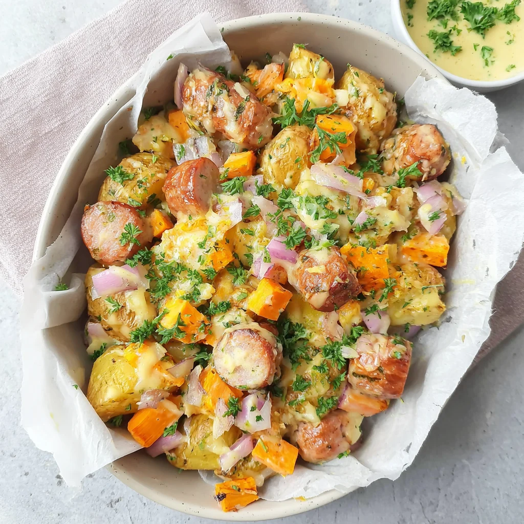 Kabanossi-Gemüse Backkartoffeln