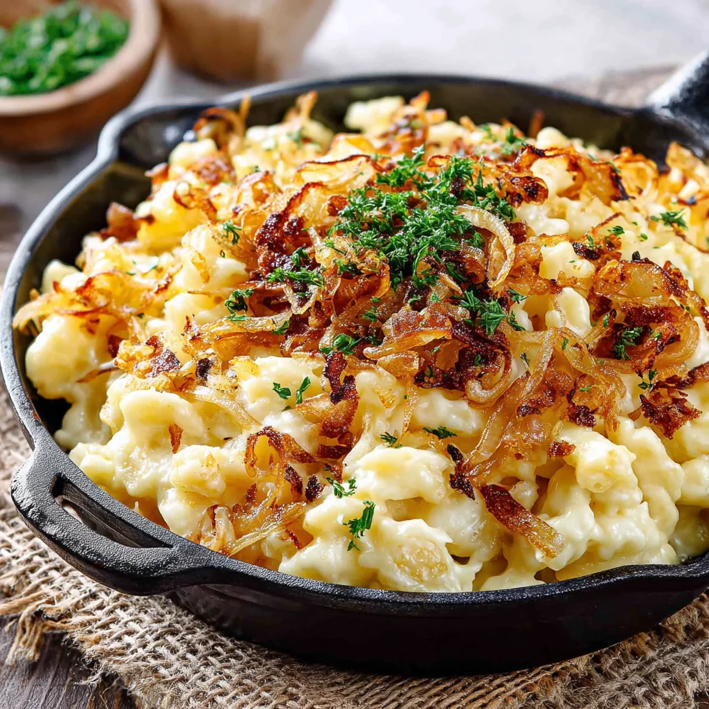 Käsespätzle Röstzwiebeln